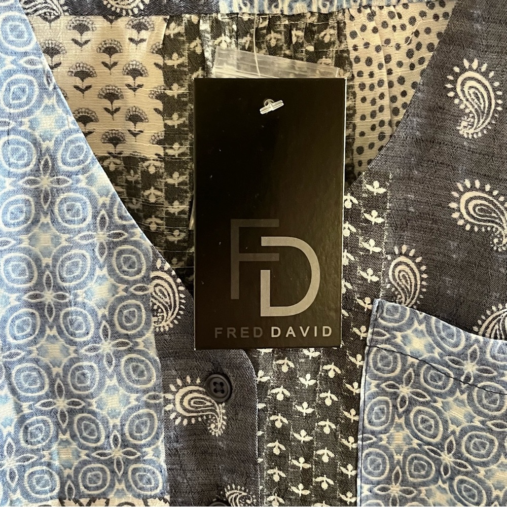 Fred David Patch Work Pattern Blouse Size Small NWT - Picture 3 of 6
